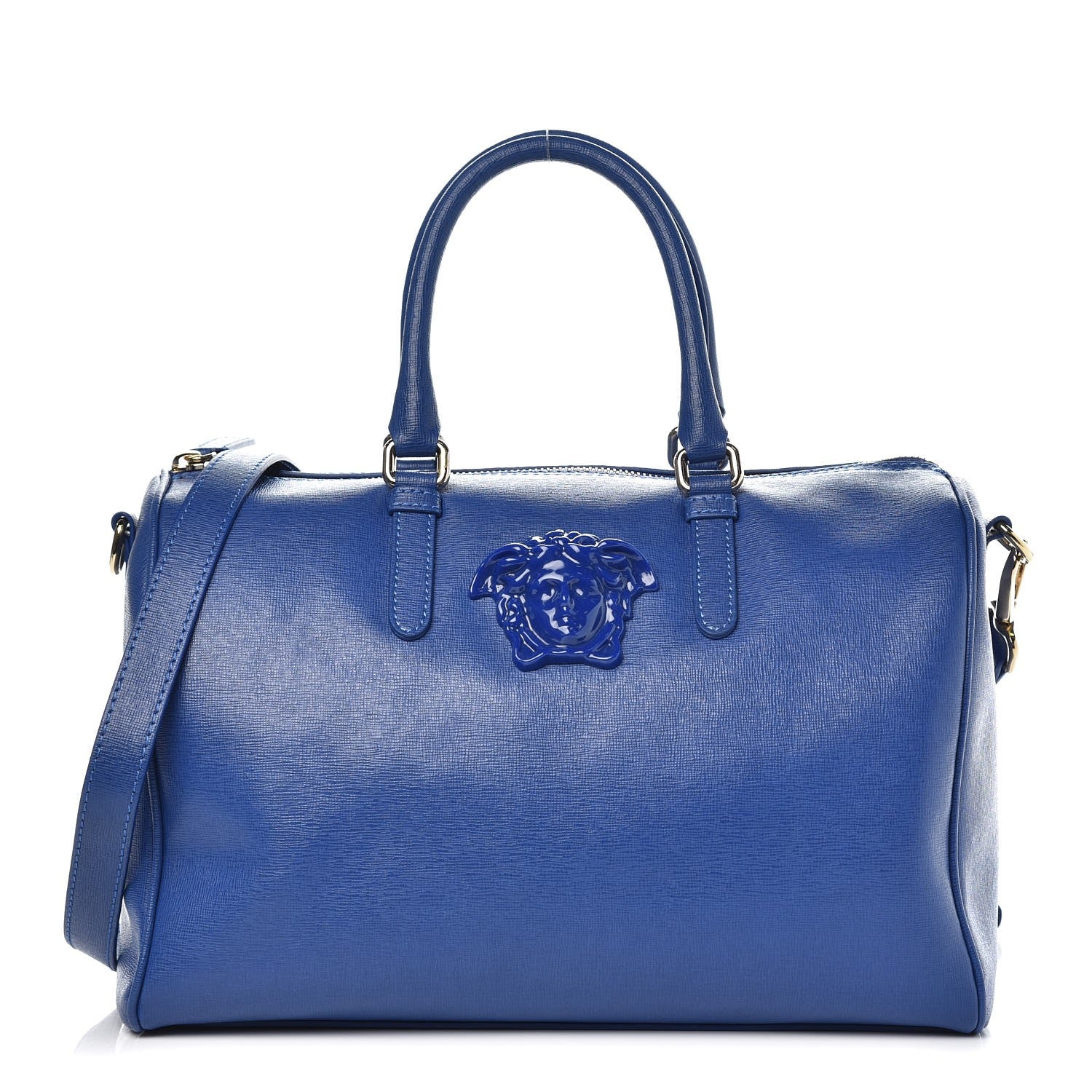 Versace Calfskin Saffiano Duffle Bag Blue 1 of 8