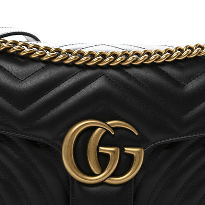 Gucci Calfskin Matelasse Small GG Marmont Shoulder Bag Black 9 of 12