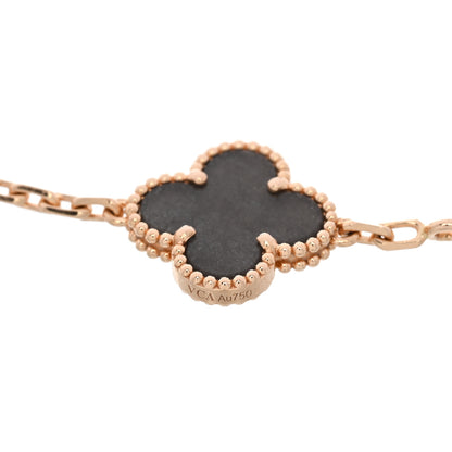 Van Cleef & Arpels 18K Rose Gold Silver Obsidian 5 Motifs Vintage Alhambra Bracelet 4 of 5