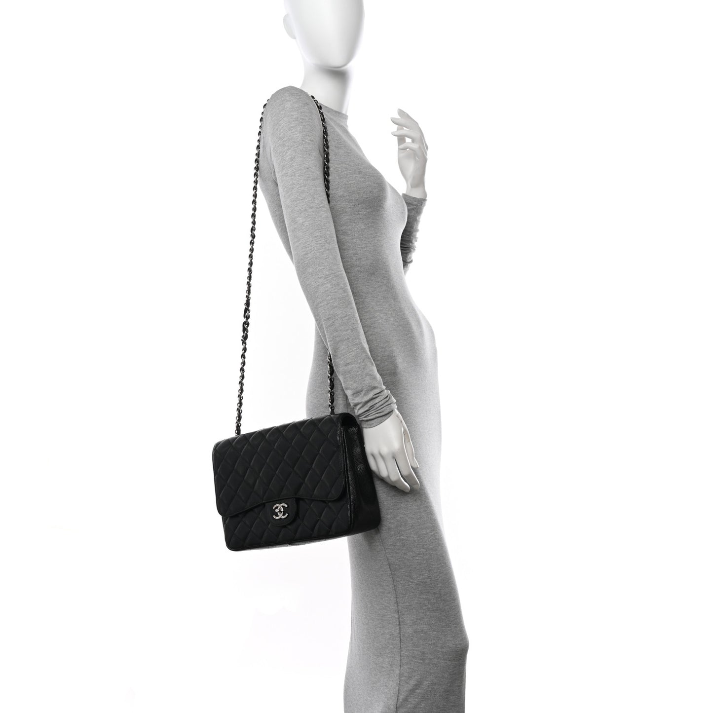 Caviar Quilted Jumbo Single Flap Black