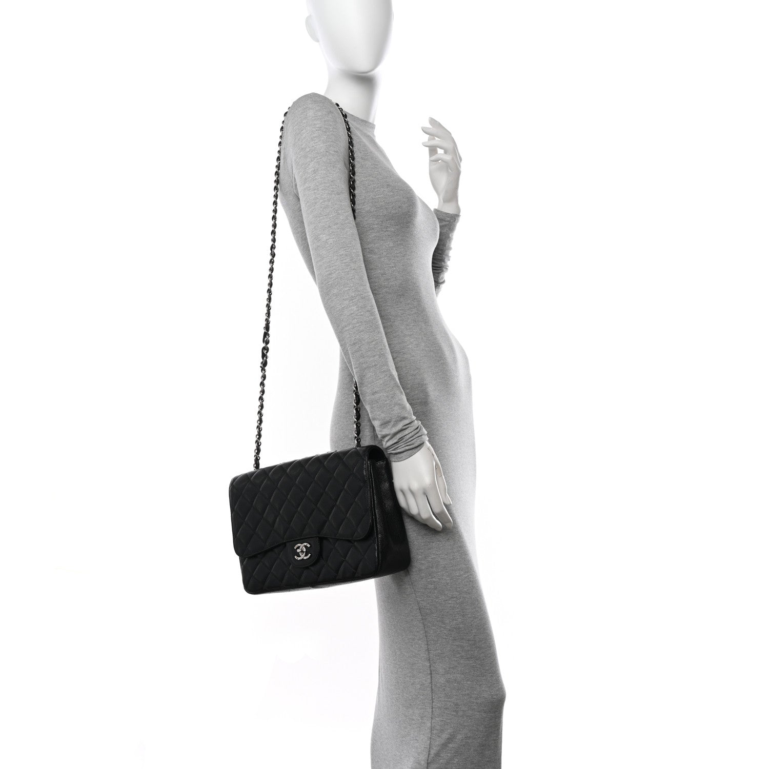 Chanel Caviar Quilted Jumbo Single Flap Black 2 of 11