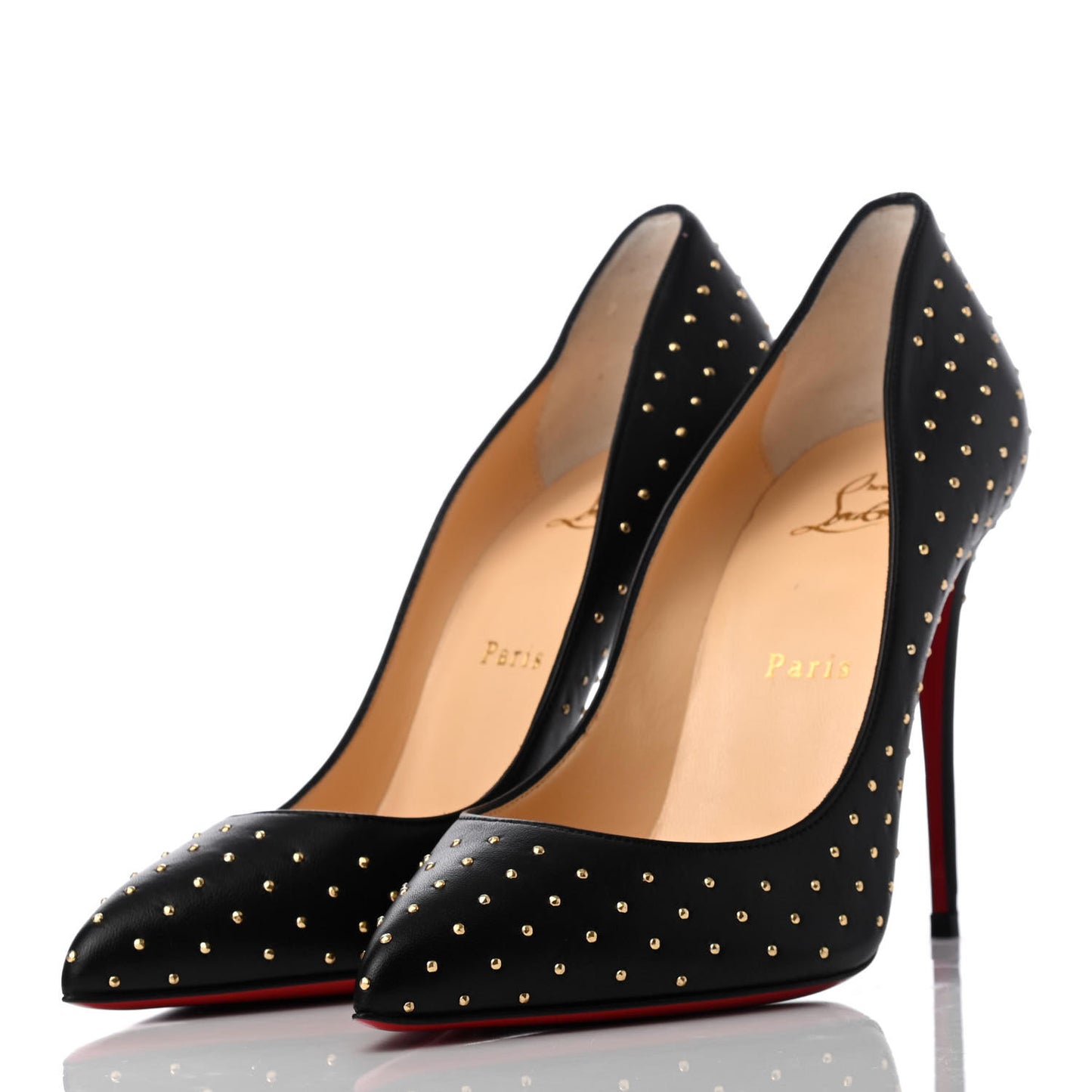 Calfskin Pigalle Follies Stud 100 Pumps 38 Black