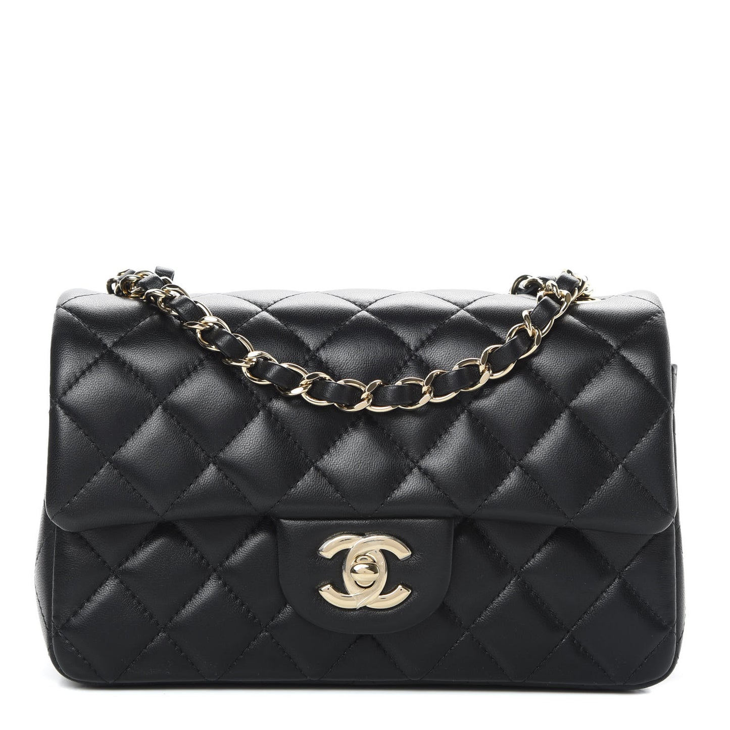 Lambskin Quilted Mini Rectangular Flap Black