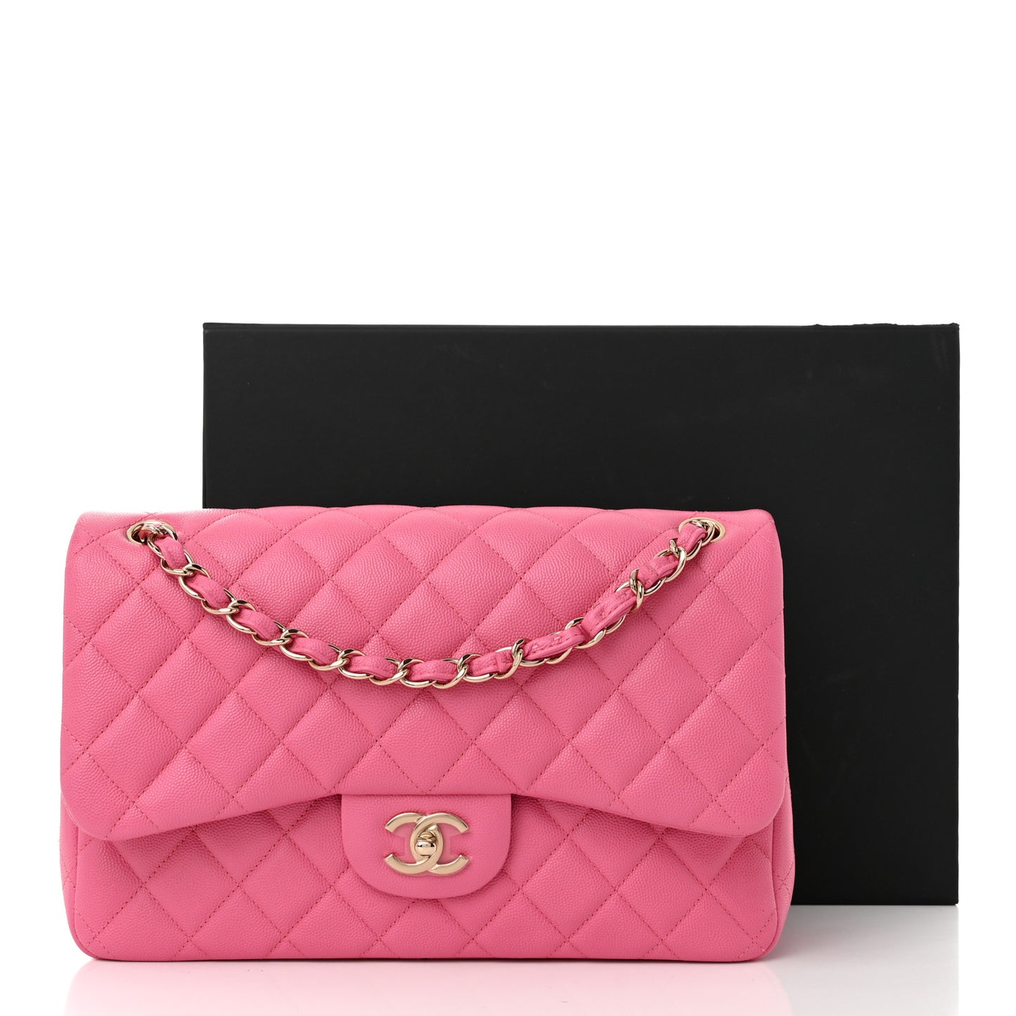 Caviar Quilted Jumbo Double Flap Pink