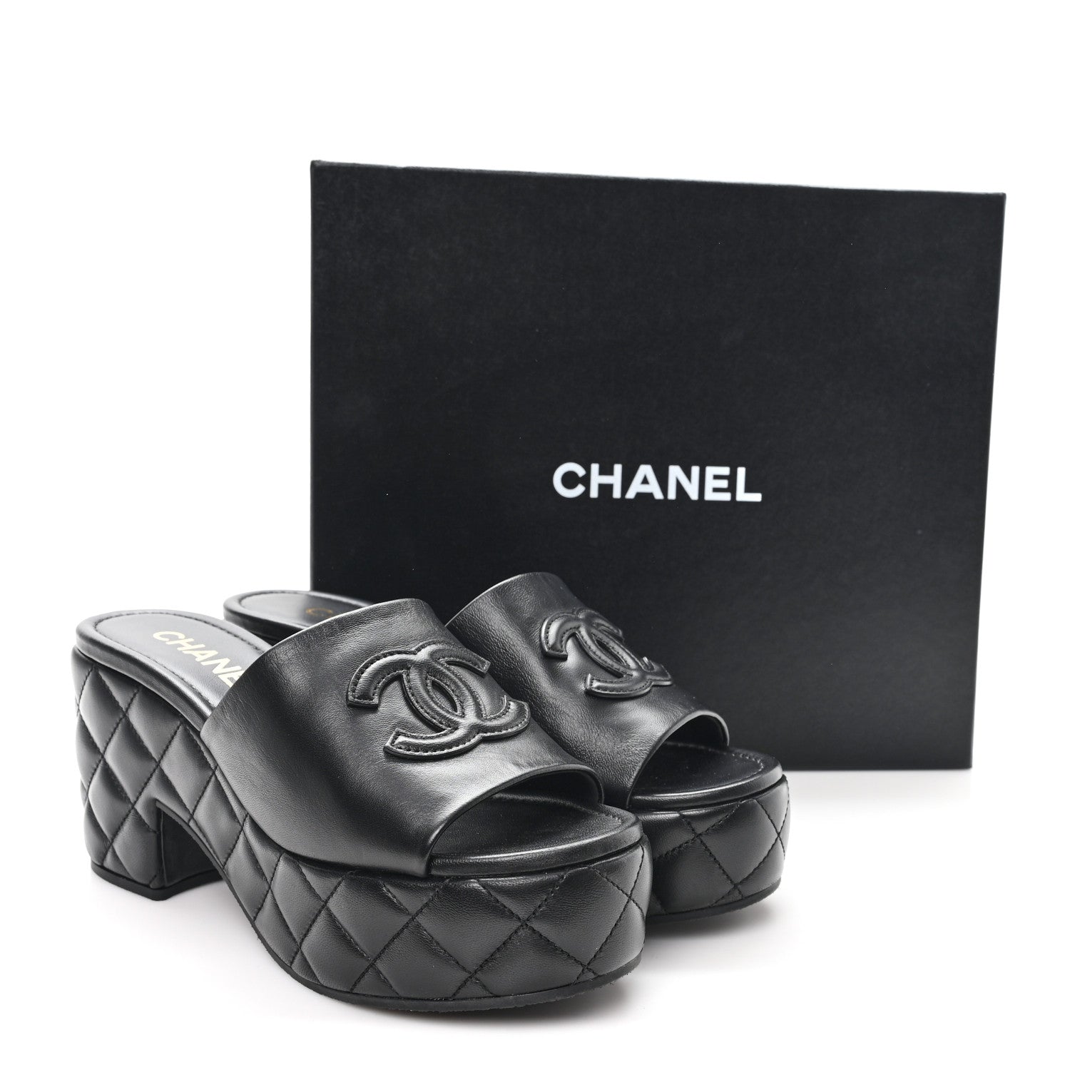 Chanel Lambskin Quilted CC Platform Mules 41 Black 10 of 10