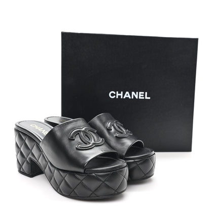 Chanel Lambskin Quilted CC Platform Mules 41 Black 10 of 10