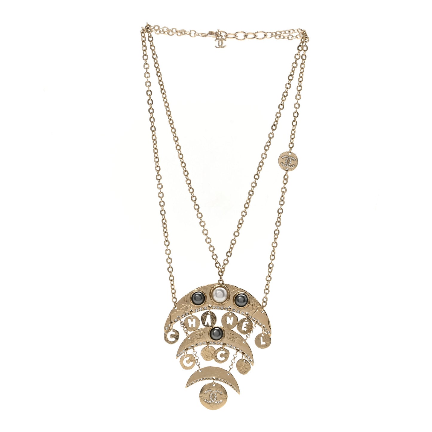 Crystal CC Pearl Drop Pendant Necklace