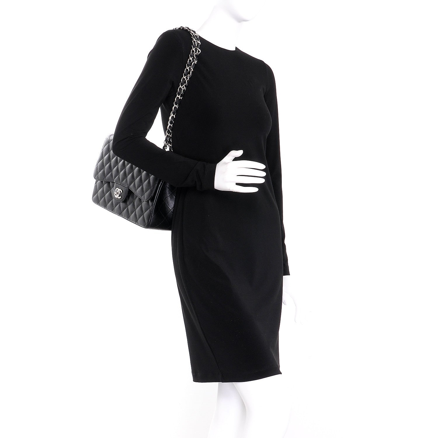 Chanel Caviar Quilted Jumbo Double Flap Black 3 of 8