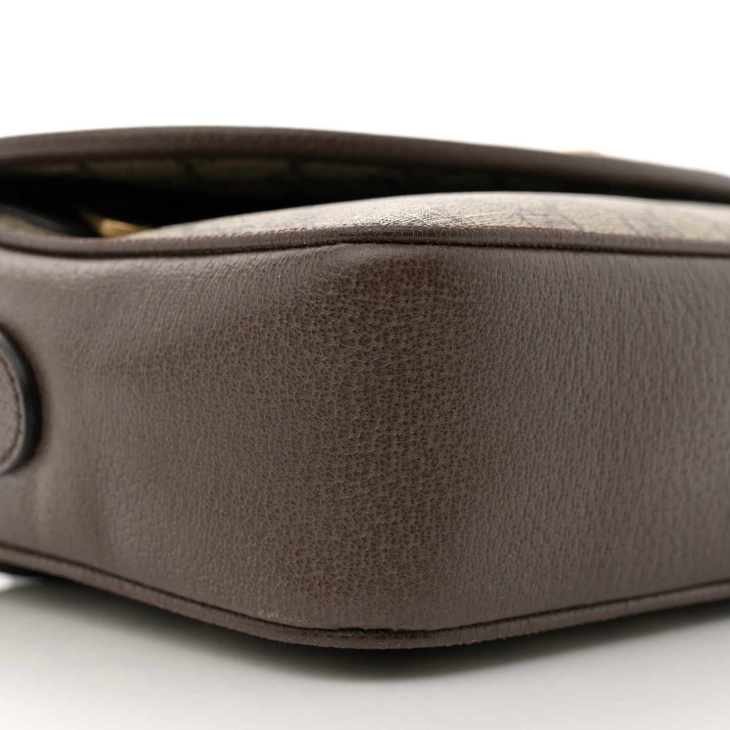 GG Supreme Monogram Textured Dollar Calfskin Web Ophidia Flap Shoulder Bag Beige Ebony New Acero