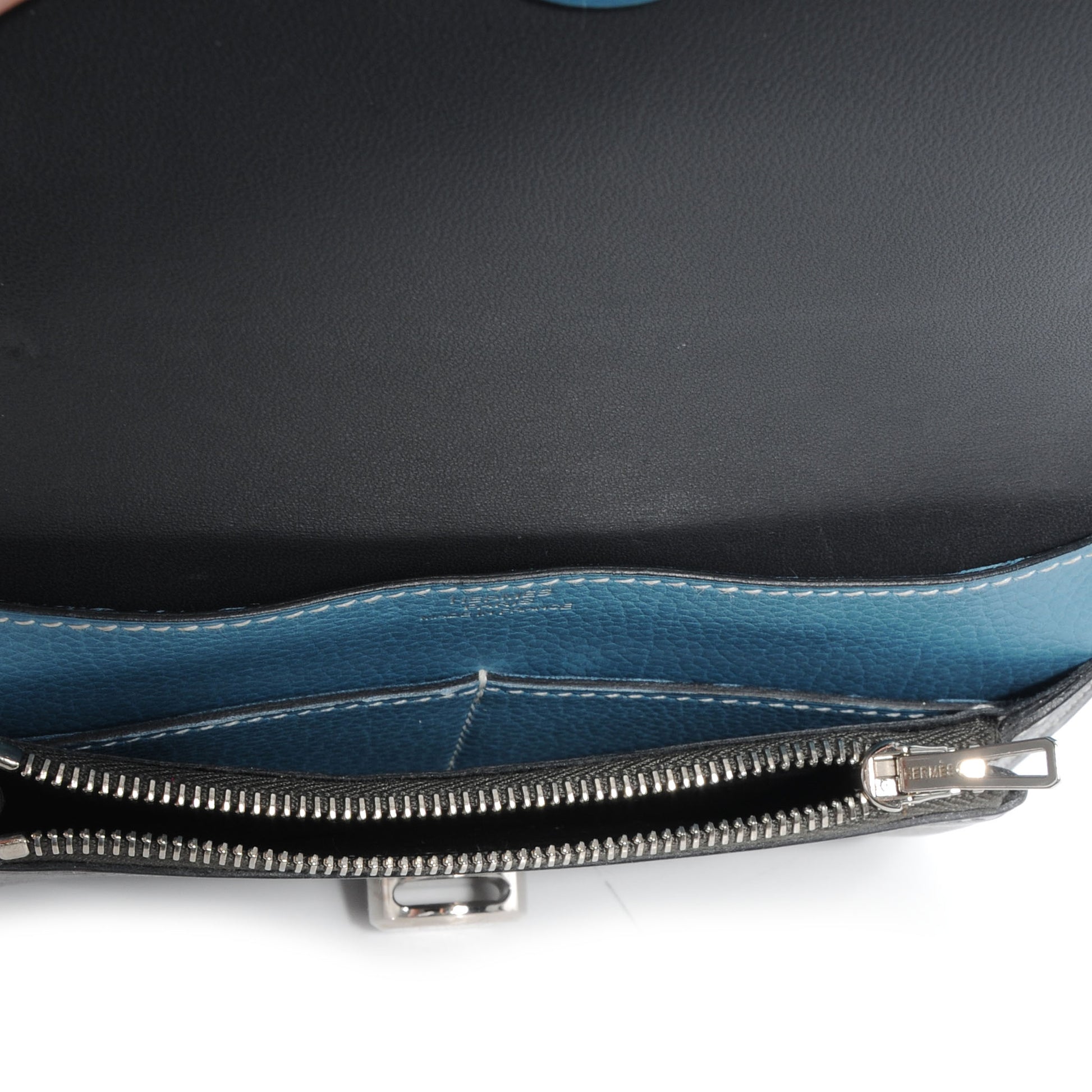 Hermes Veau Rodeo Dogon Bi-Color Wallet Graphite Blue Jean 6 of 8