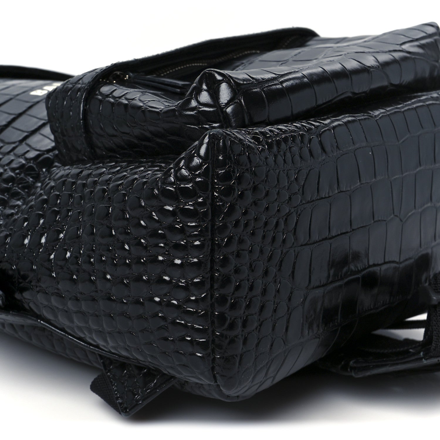 Balenciaga Calfskin Logo Crocodile Embossed Small Everyday Backpack Black 10 of 11