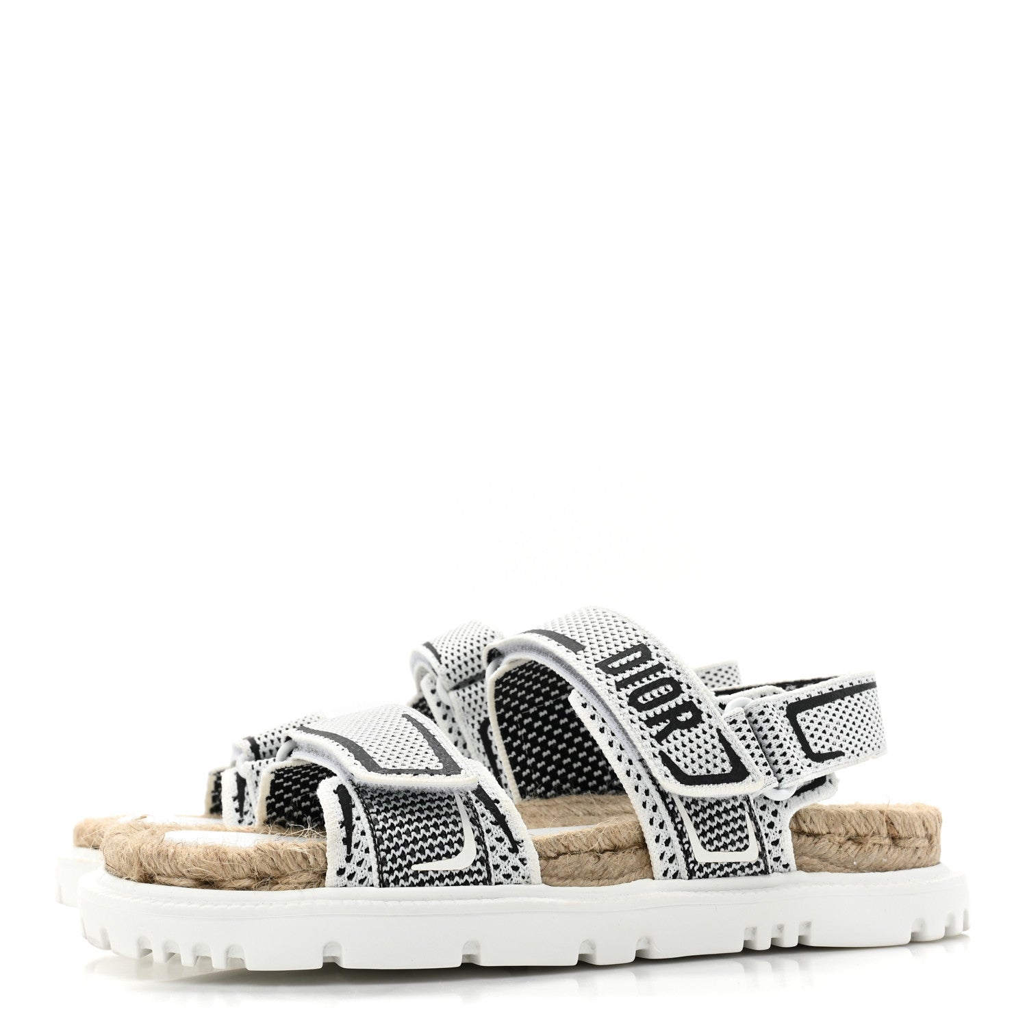 Christian Dior Technical Knit Jute Dioract 10mm Sandals 37.5 White Black 3 of 9