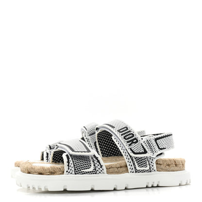 Christian Dior Technical Knit Jute Dioract 10mm Sandals 37.5 White Black 3 of 9