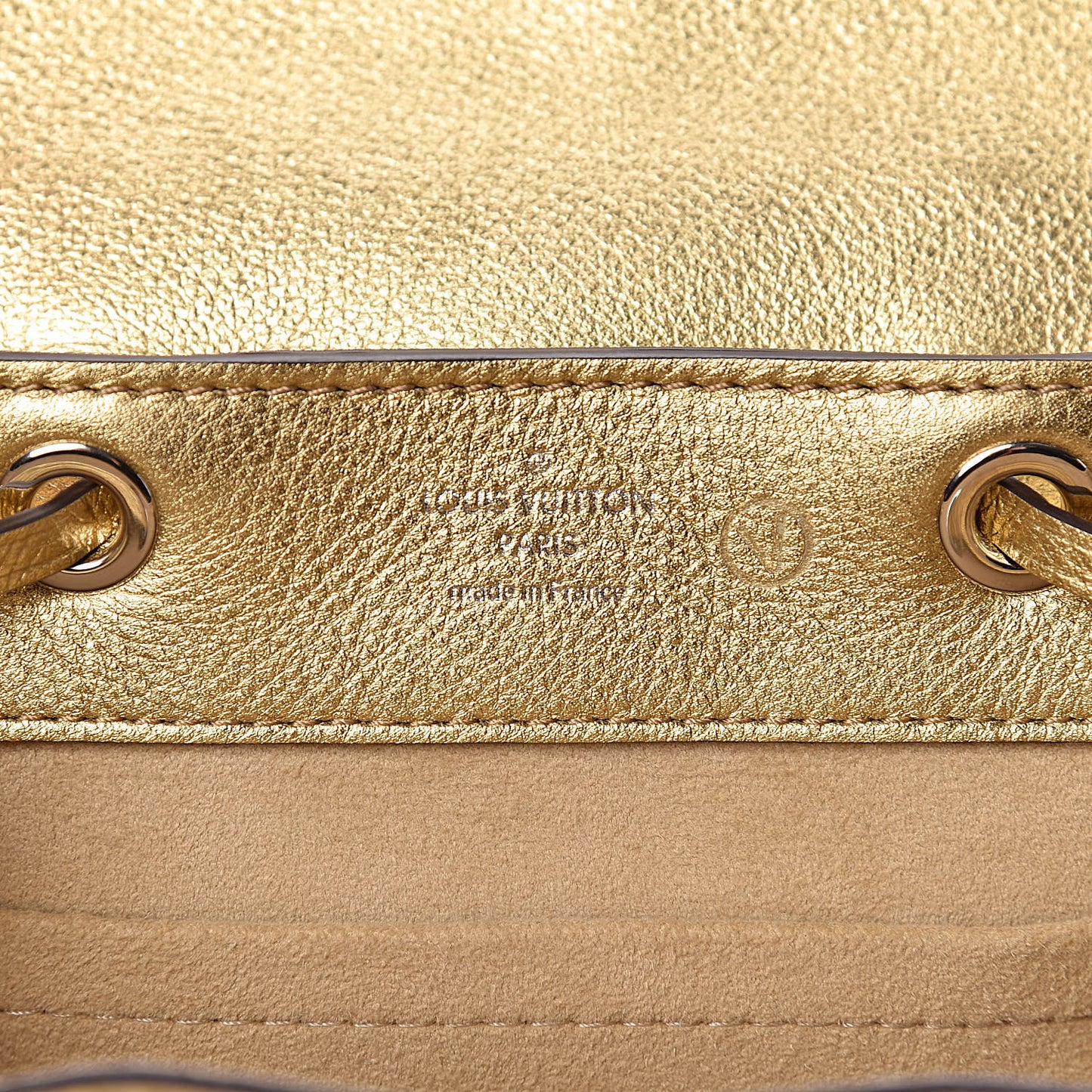 Metallic Calfskin Lockme Mini Backpack Gold
