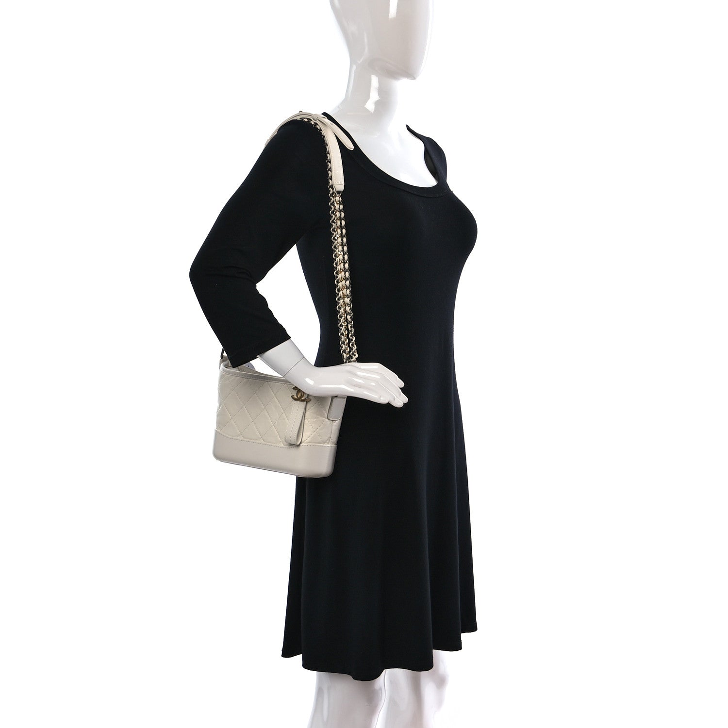 Chanel Aged Calfskin Quilted Small Gabrielle Hobo White 2 of 10