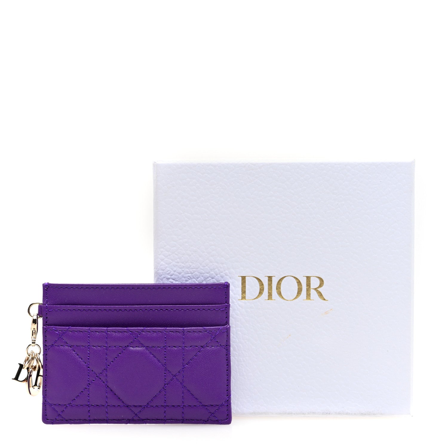 Christian Dior Lambskin Cannage Lady Dior Card Holder Purple 7 of 7
