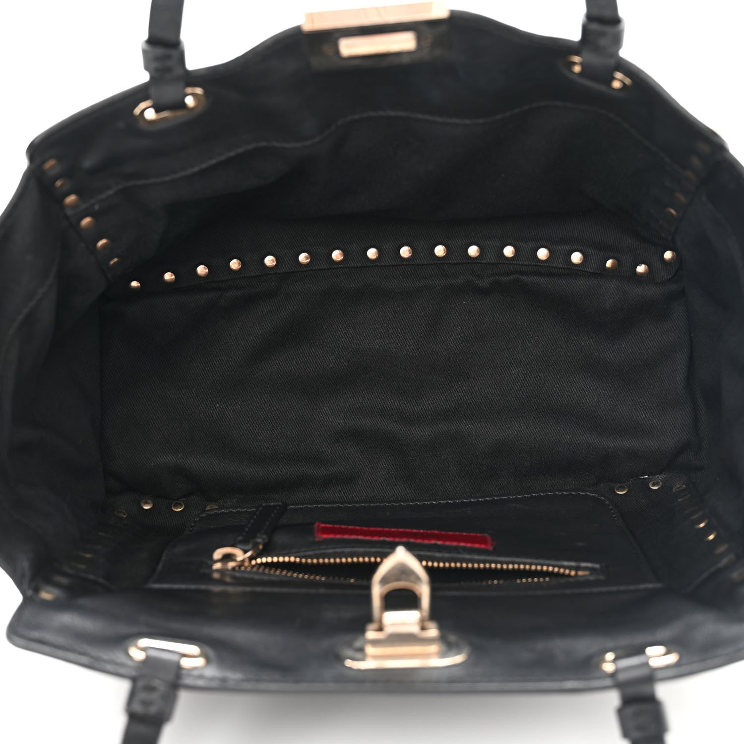 Valentino Garavani Vitello Small Rockstud Tote Black 5 of 10
