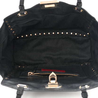 Valentino Garavani Vitello Small Rockstud Tote Black 5 of 10