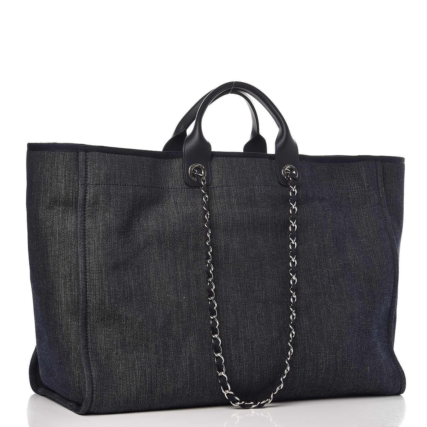 Chanel Canvas Large Deauville Tote Blue Orange 3 of 8