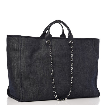 Chanel Canvas Large Deauville Tote Blue Orange 3 of 8