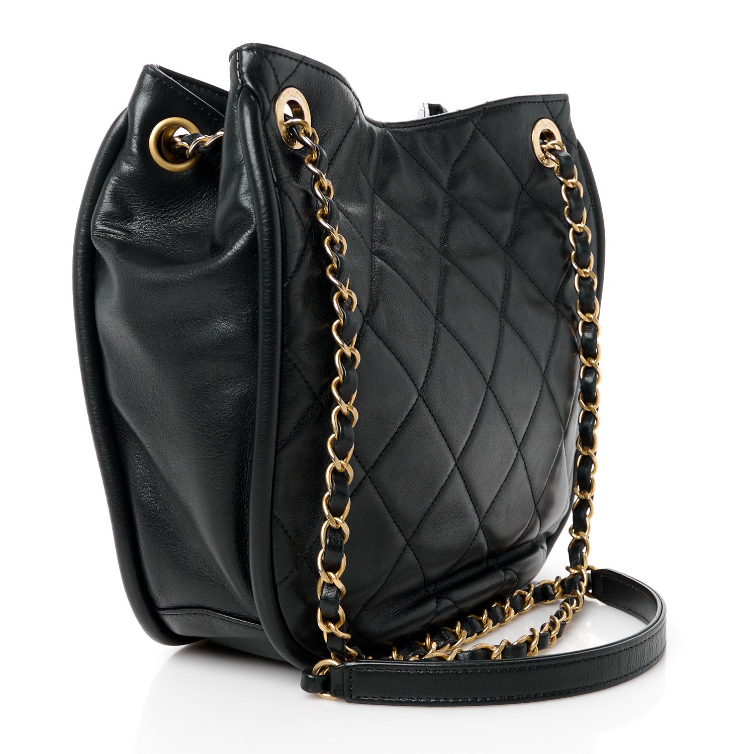 Chanel Shiny Lambskin Quilted Fashion Therapy Hobo Black 3 of 13