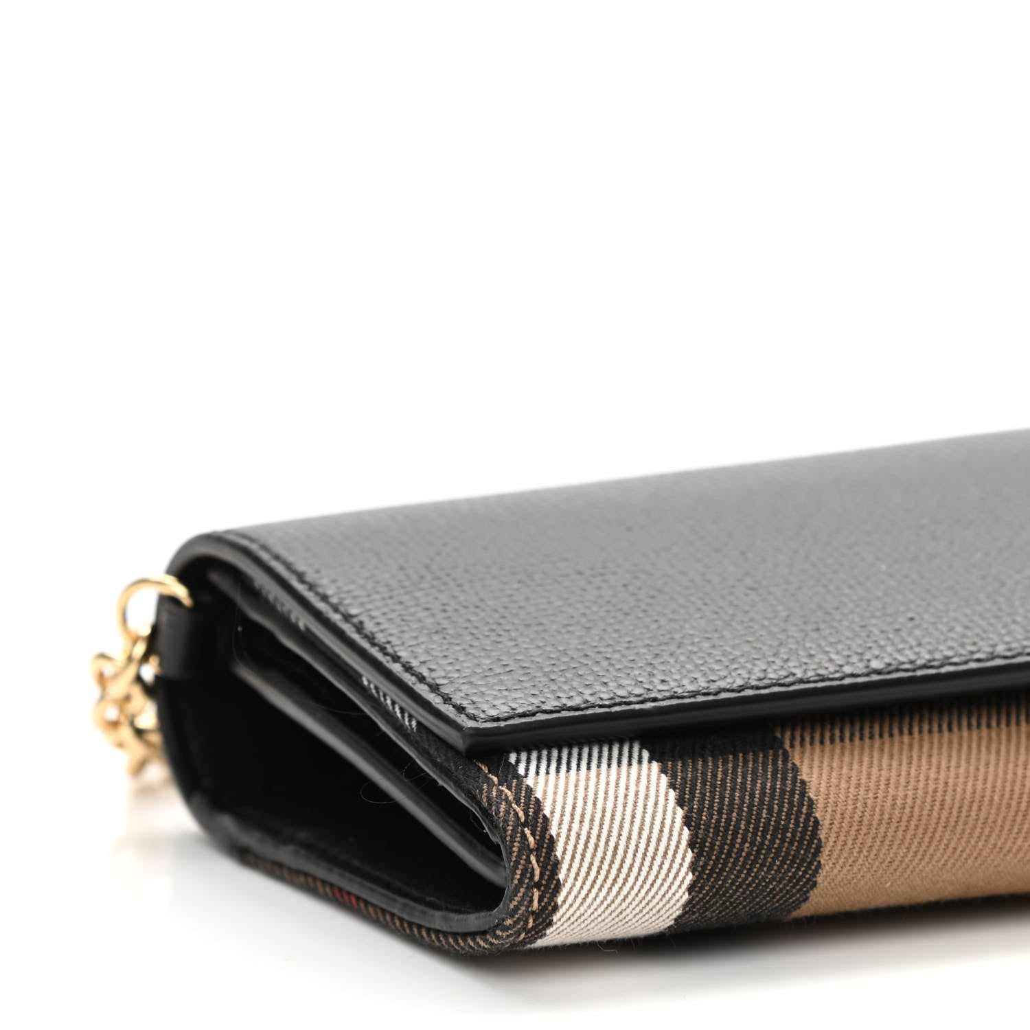 Burberry Grainy Calfskin House Check Henley Wallet On Chain Black 8 of 9