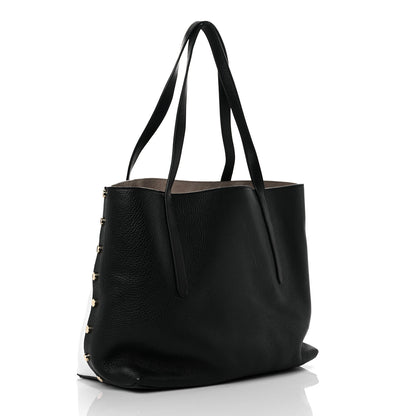 Jimmy Choo Calfskin Logo Embossed Twist East West Tote White Black 3 of 10