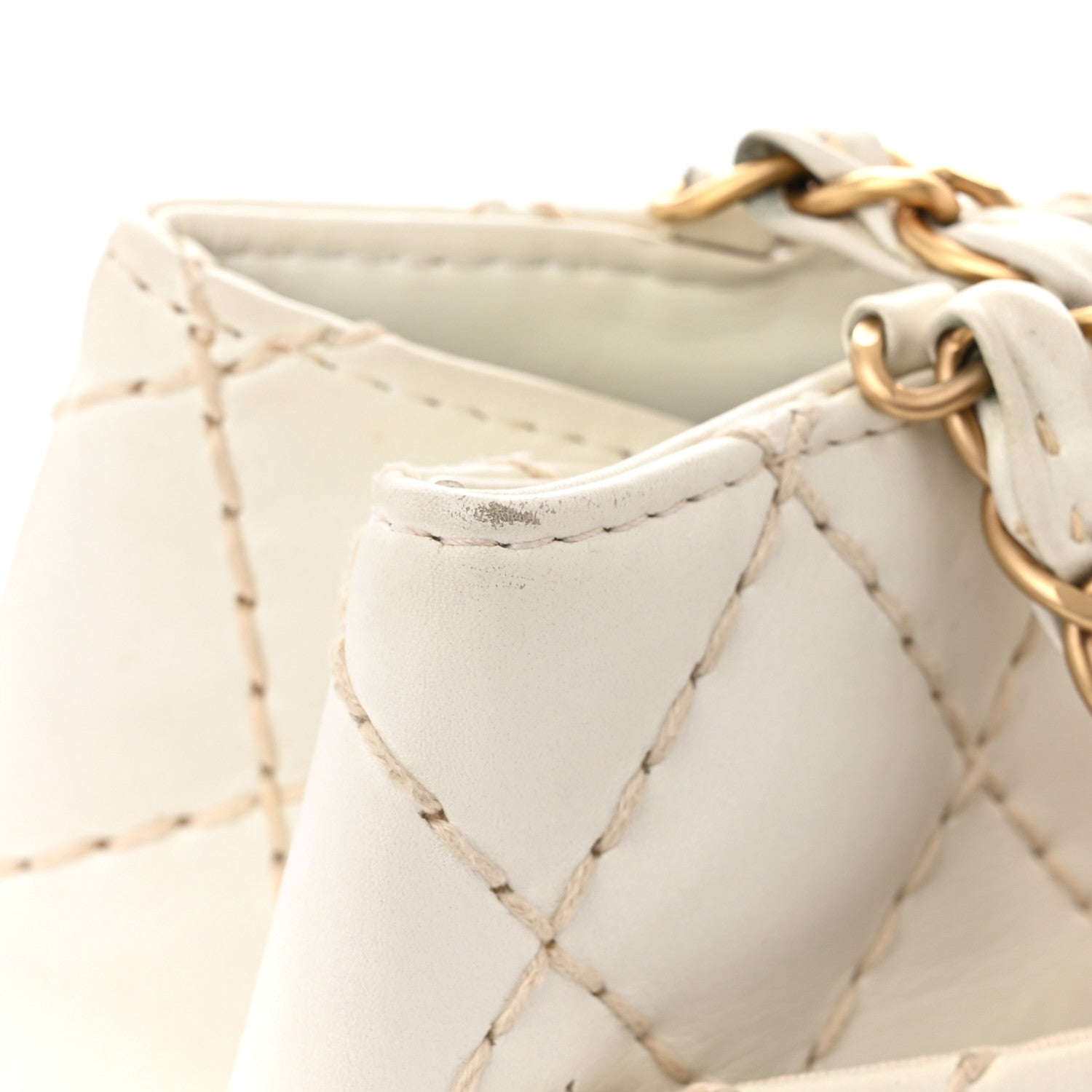 Chanel Calfskin Wild Stitch Shoulder Bag White 14 of 19