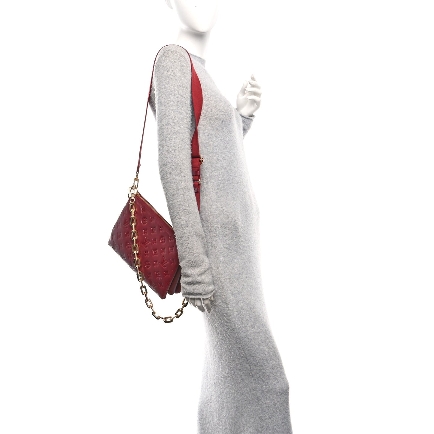 Lambskin Embossed Monogram Coussin PM Wine