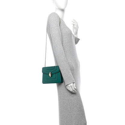 Bulgari Calfskin Small Serpenti Forever Snake Strap Crossbody Bag Emerald Green 2 of 12
