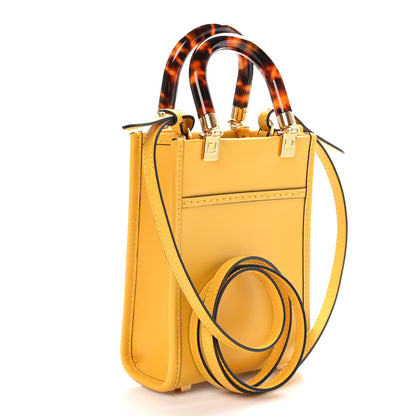 Fendi Vitello King Plexiglass Logo Embossed Mini Fendi Sunshine Shopper Tote Mimosa 3 of 10