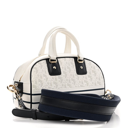 Christian Dior Perforated Calfskin Medium Dior Vibe Classic Bowling Bag White 3 of 10