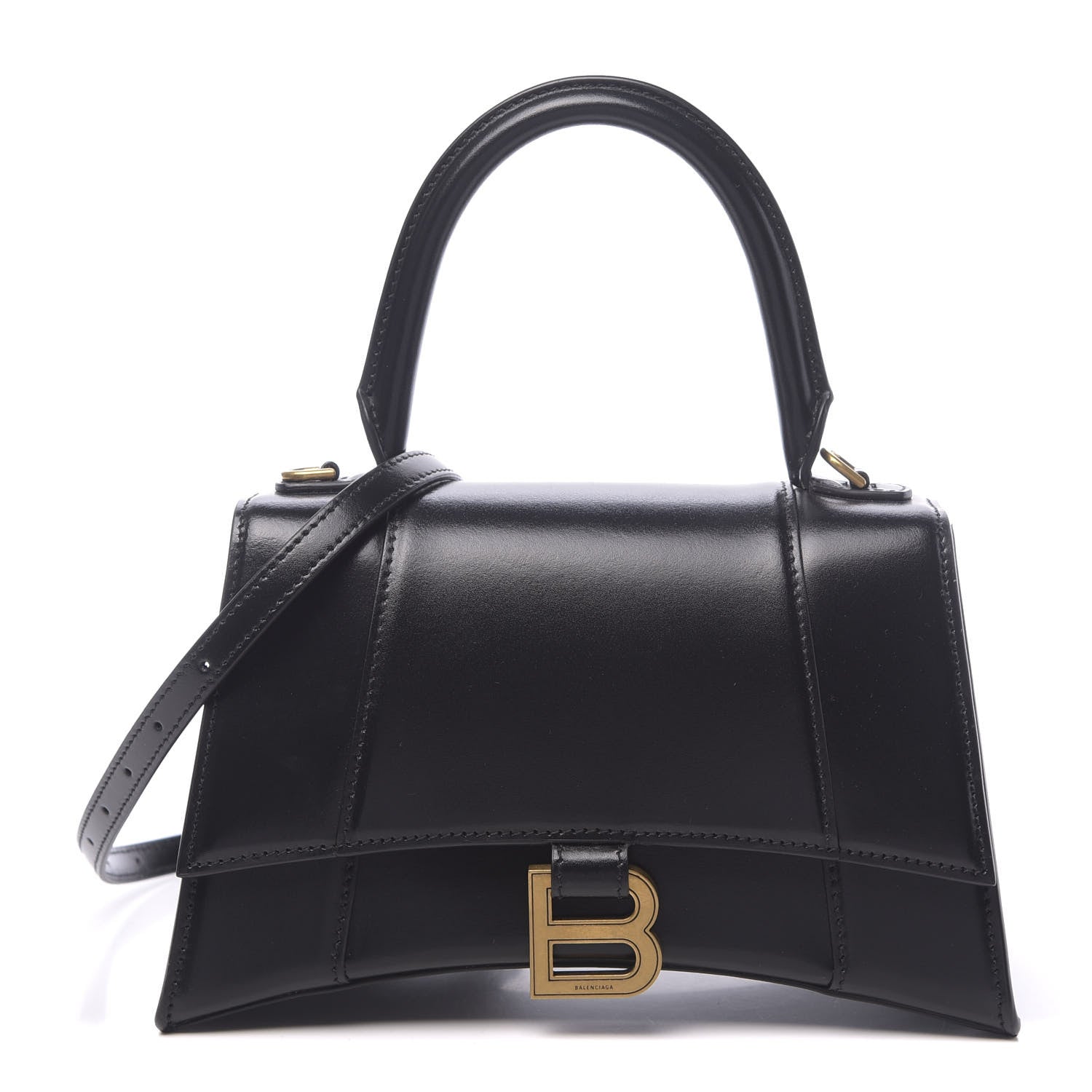 Balenciaga Shiny Box Calfskin Small Hourglass Top Handle Bag Black 1 of 9