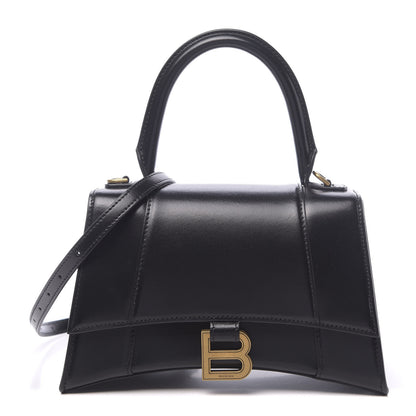 Balenciaga Shiny Box Calfskin Small Hourglass Top Handle Bag Black 1 of 9