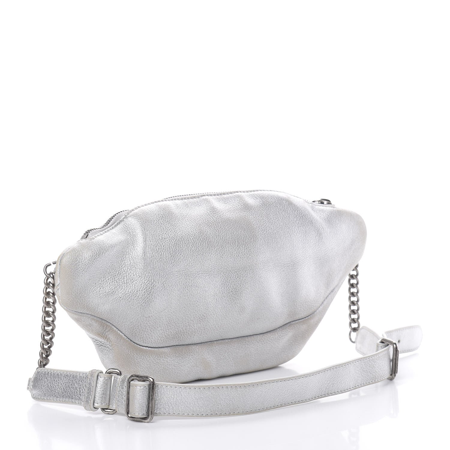 Chanel Metallic Grained Calfskin Quilted Casual Rock Waist Bag Fanny Pack Silver 3 of 18