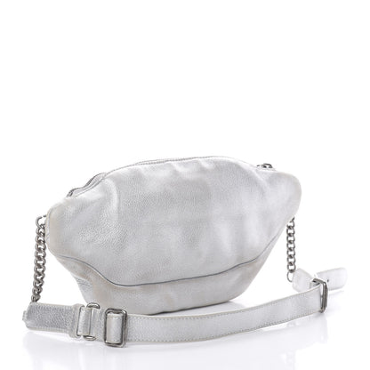 Chanel Metallic Grained Calfskin Quilted Casual Rock Waist Bag Fanny Pack Silver 3 of 18