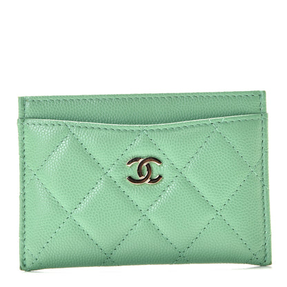 Chanel Caviar Quilted Card Holder Green 1 of 10