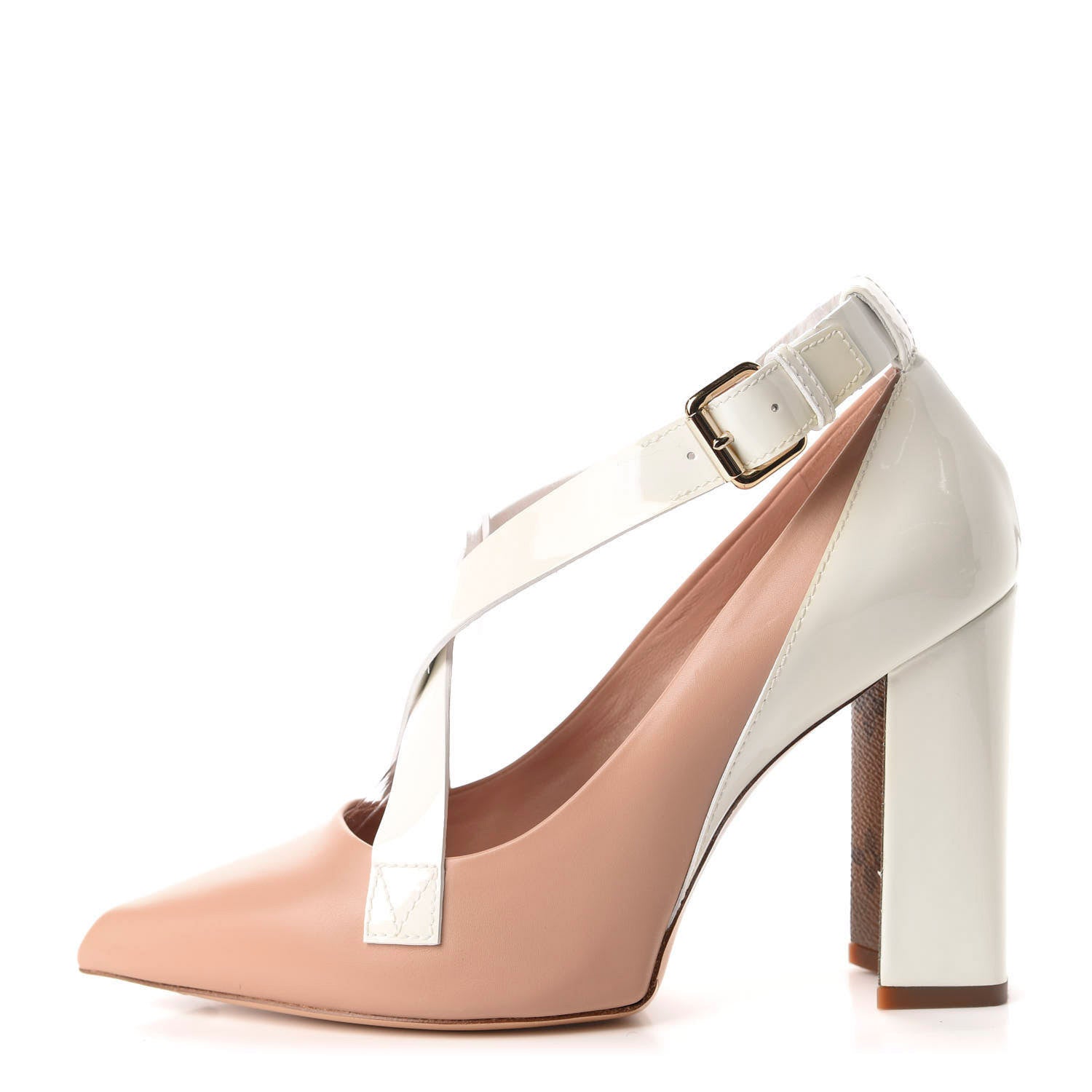 Louis Vuitton Calfskin Patent Matchmake Cross Pumps 39 Blush White 1 of 11