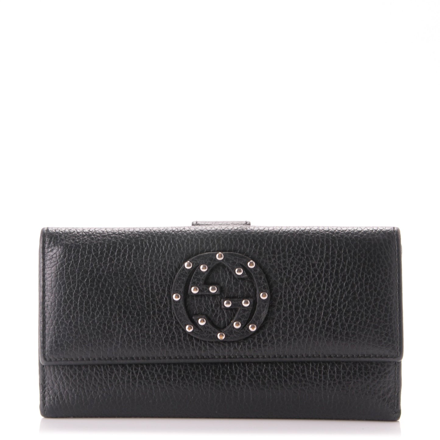 Calfskin Studded Soho Continental Wallet Black