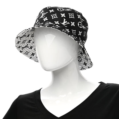 Louis Vuitton Nylon Monogram Reversible Bob Bucket Hat M Black White 2 of 17