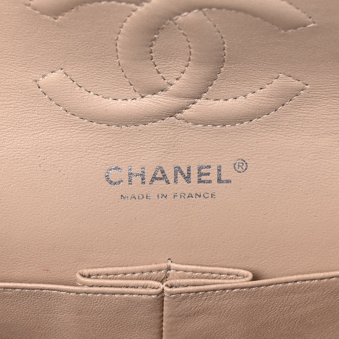 Caviar Quilted Medium Double Flap Beige