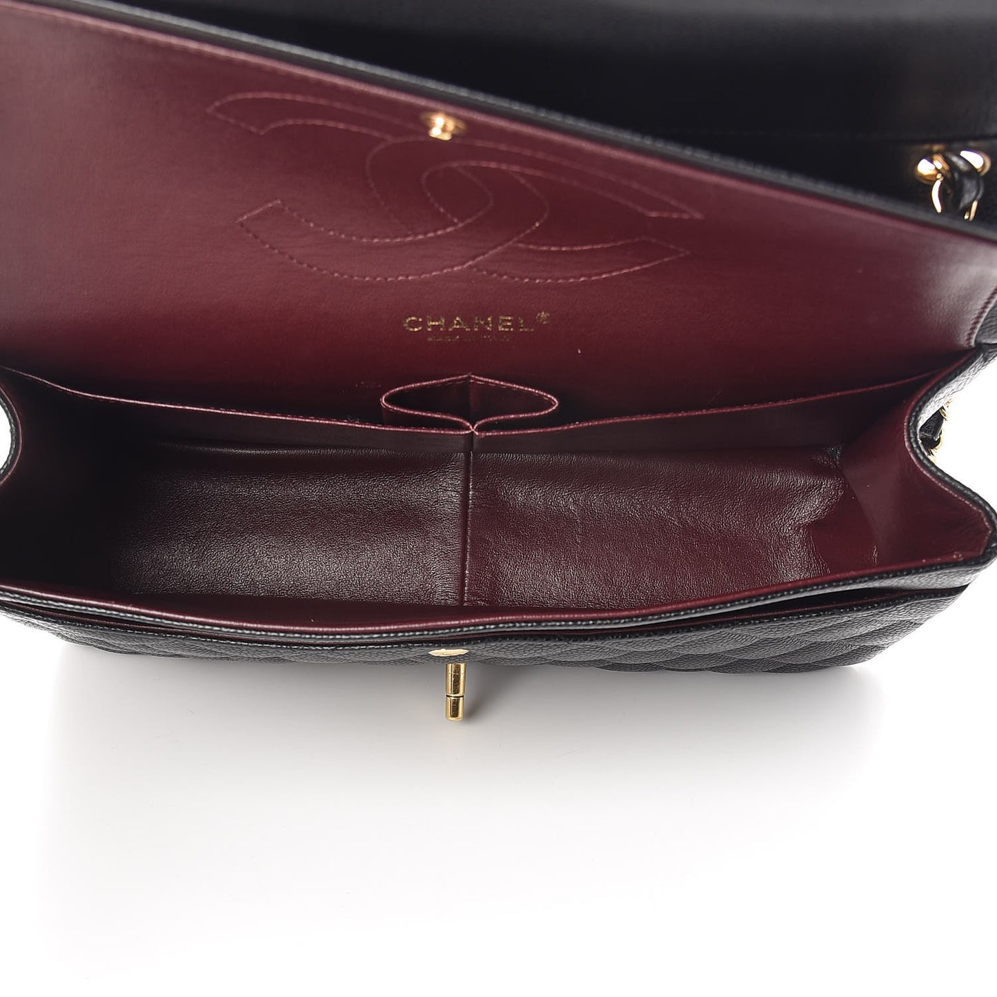 Caviar Quilted Jumbo Double Flap Black