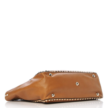 Valentino Garavani Vitello Medium Rockstud Tote Tan 5 of 9