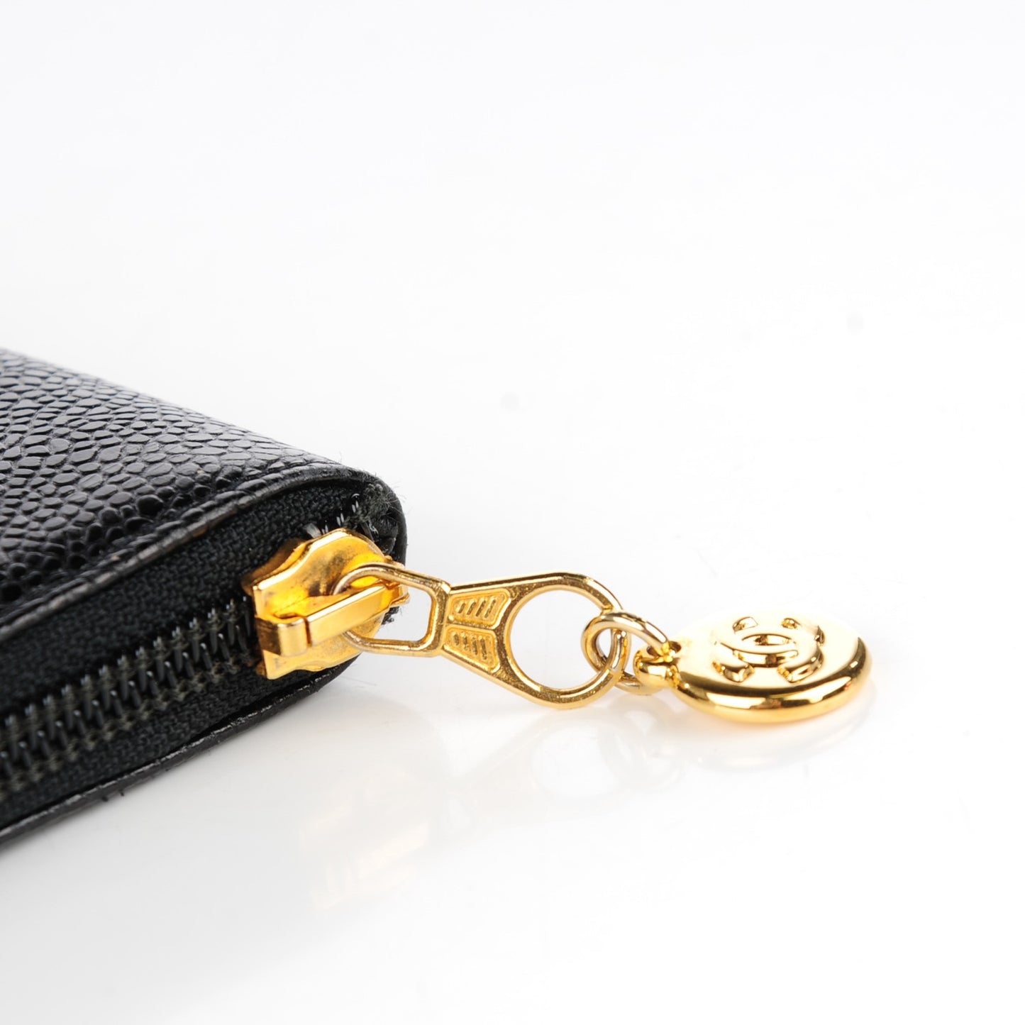Caviar Large Timeless CC Zip Around Wallet Black