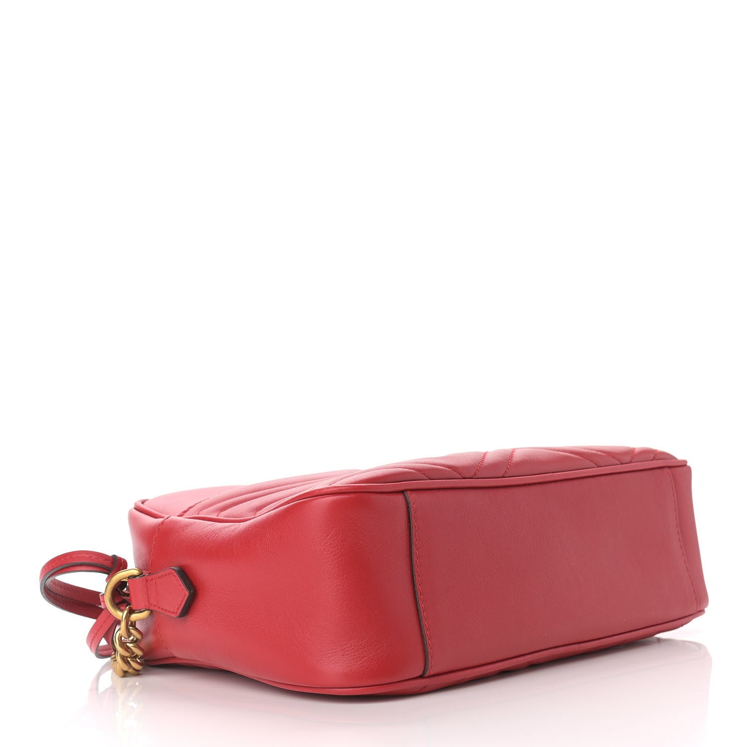 Gucci Calfskin Matelasse Medium GG Marmont Chain Shoulder Bag Hibiscus Red 4 of 9