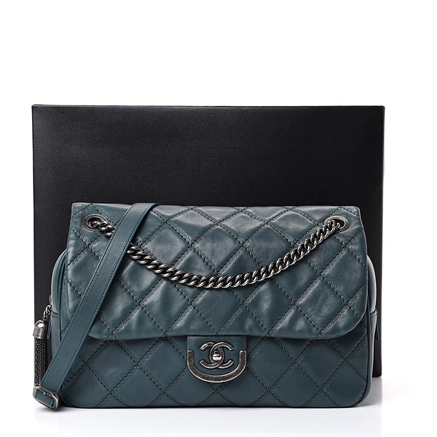 Calfskin Quilted Jumbo Coco Sporran Flap Dark Green