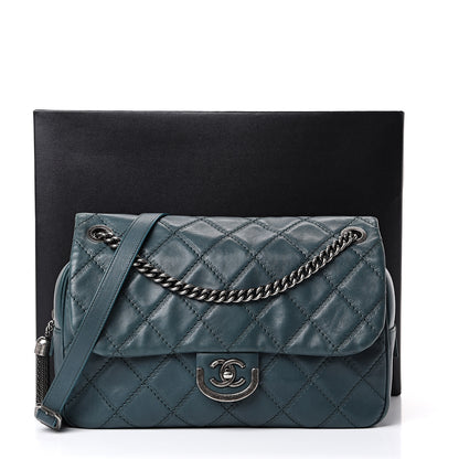 Chanel Calfskin Quilted Jumbo Coco Sporran Flap Dark Green 12 of 12