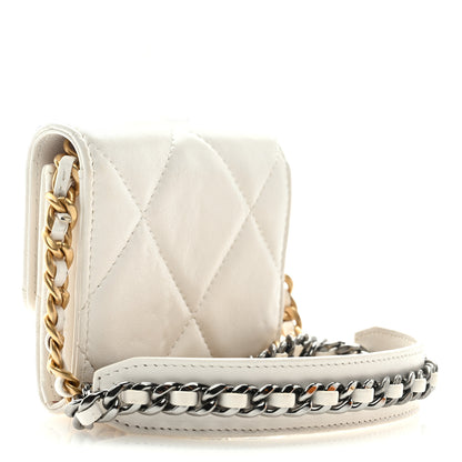 Chanel Lambskin Quilted Chanel 19 Flap Coin Purse With Chain White 3 of 9