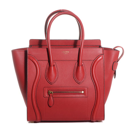 Celine Drummed Calfskin Micro Luggage Coquelicot 1 of 9