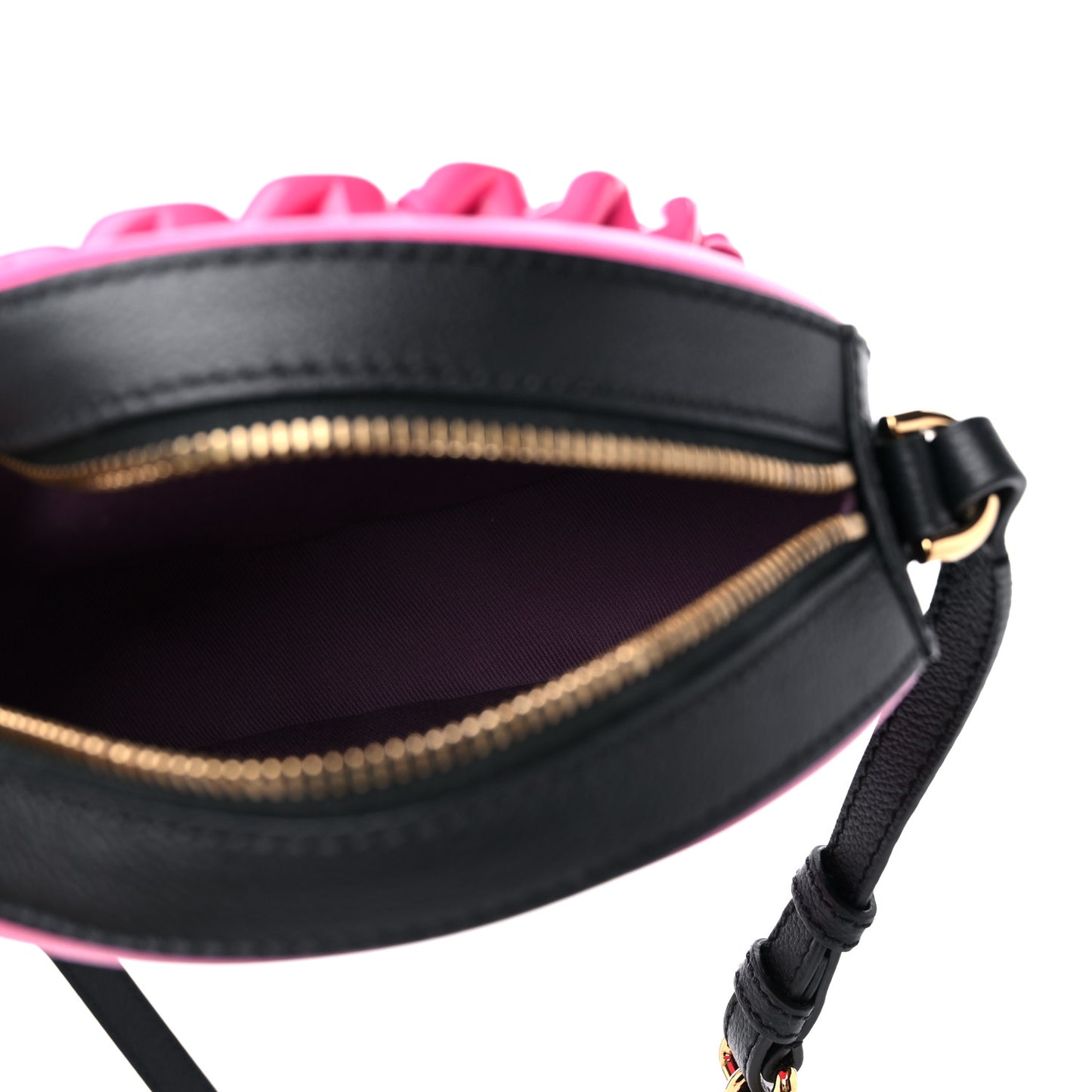 Calfskin Mini La Medusa Chain Round Crossbody Bag Fuchsia